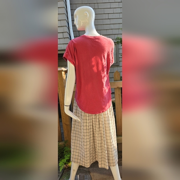 Maiwa Woven Cotton Long Skirt. White, Grey And Red. Paper Bag Waist Lg - Picture 12 of 12